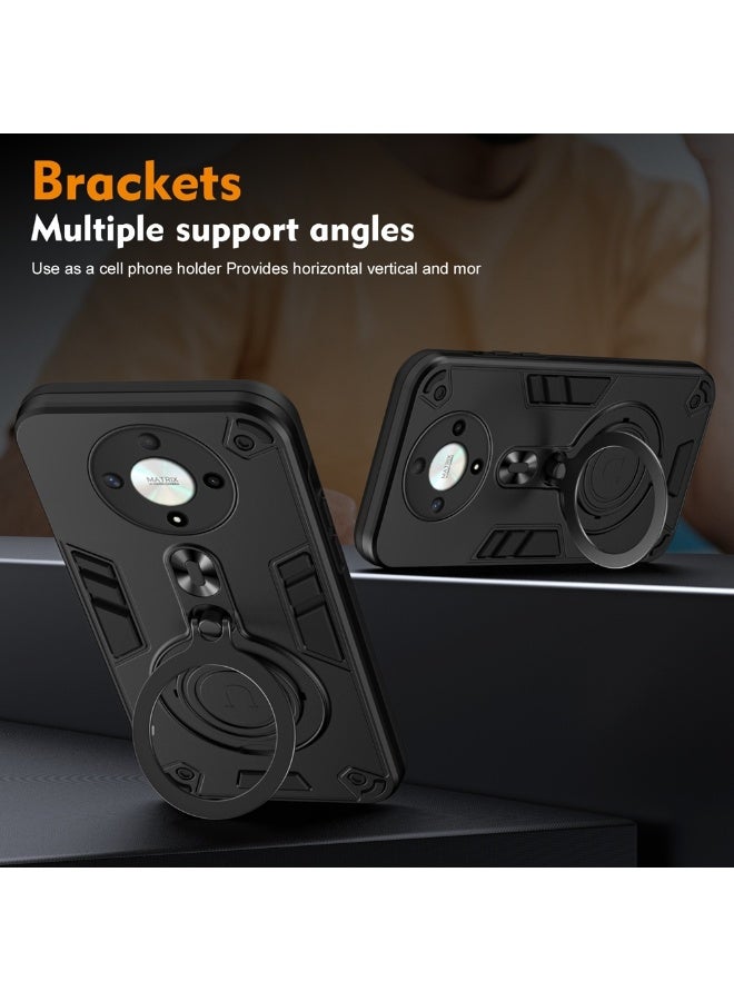 Genaric جراب أرمور لهاتف هونر أكس 9 دي (Honor X9d Armor Case) – مضاد للصدمات بحماية عسكرية كاملة بطبقة مزدوجة و مسند مغناطيسي دوّار 360° – أسود - Image 5